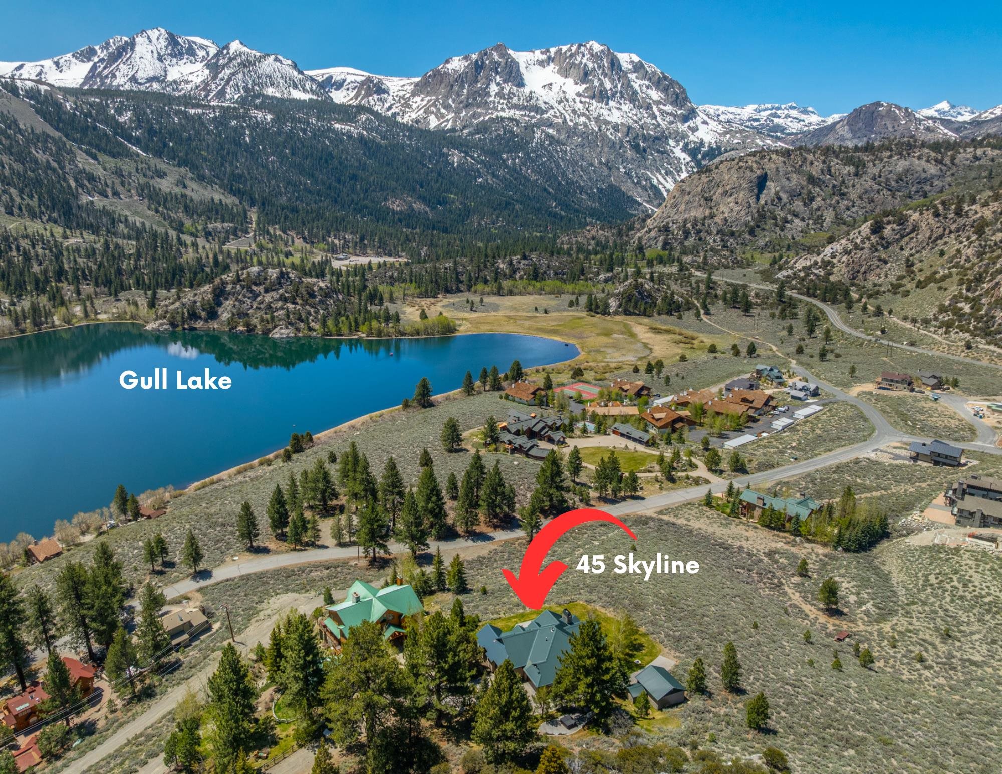 a view of a lake with a mountain