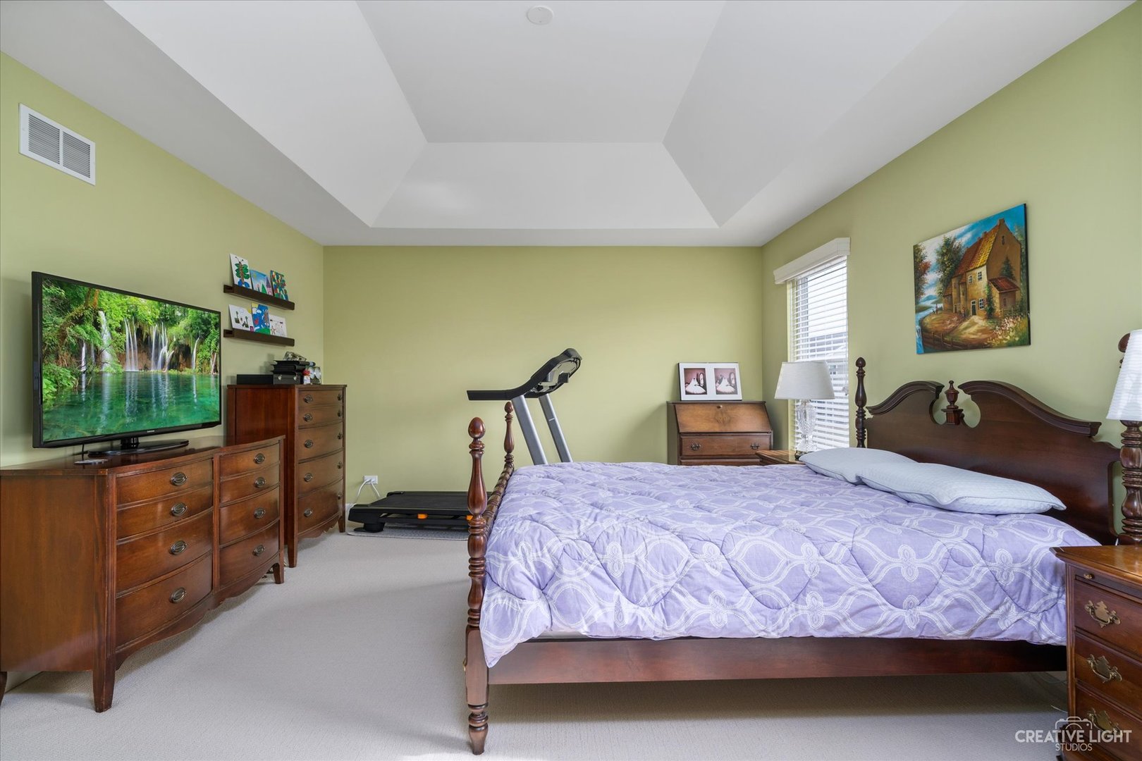 3521 English Prairie Road Elgin, IL 60124 - Photo 19 of 35 a bedroom with a bed and a flat tv screen on dresser