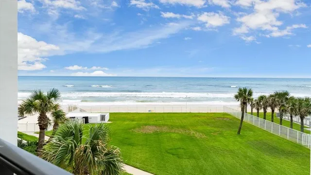 a view of an ocean from a balcony