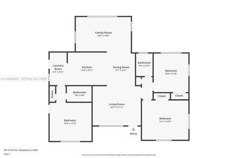 $540,000 | 821 North 73rd Avenue, Hollywood, FL 33024