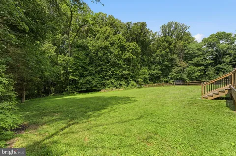 a view of a field of grass and trees