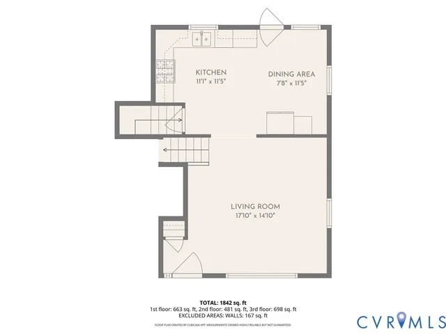 a picture of a bench in front of a wall