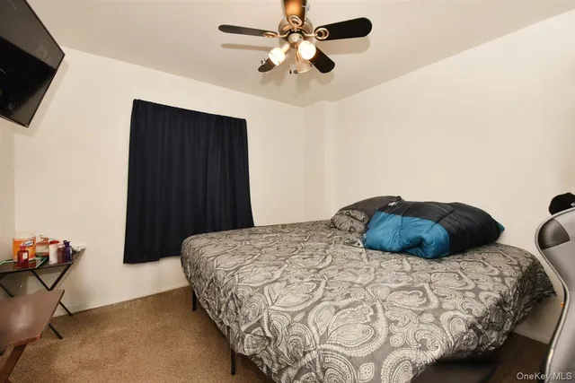 a bedroom with a bed and a tv