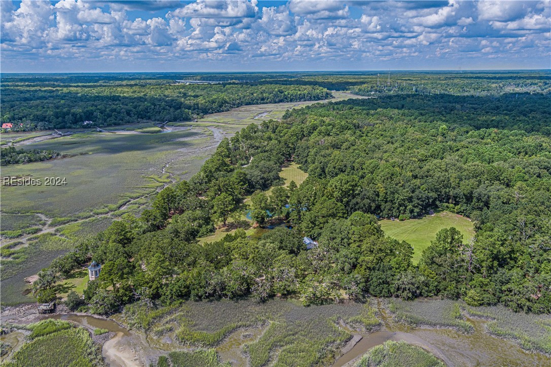 92 Dean Hall Road Seabrook, SC 29940 - Photo 15 of 99 A natural peninsula; note the copper roof "lantern" / lighthouse in the lower left corner of the image. Maritime forest, fields, ponds, saltwater / river access & dock, work shops, barns and sheds