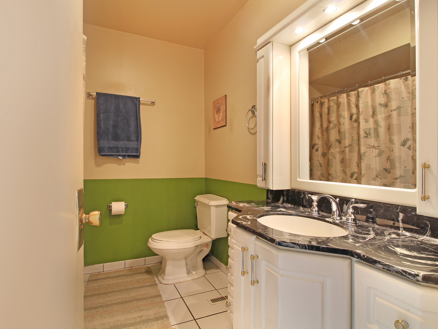 554 Rockhurst Road Bolingbrook, IL 60440 - Photo 24 of 29 a bathroom with a granite countertop sink a toilet a mirror and a shower