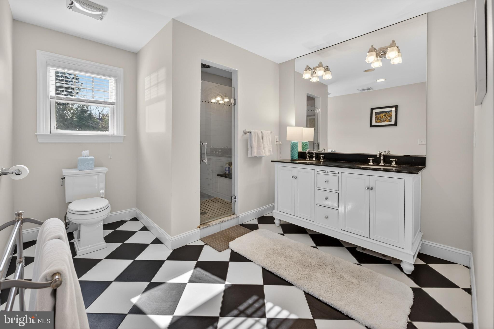 148 Windsor Avenue Haddonfield, NJ 08033 - Photo 23 of 30 Stylish black-and-white bathroom retreat.