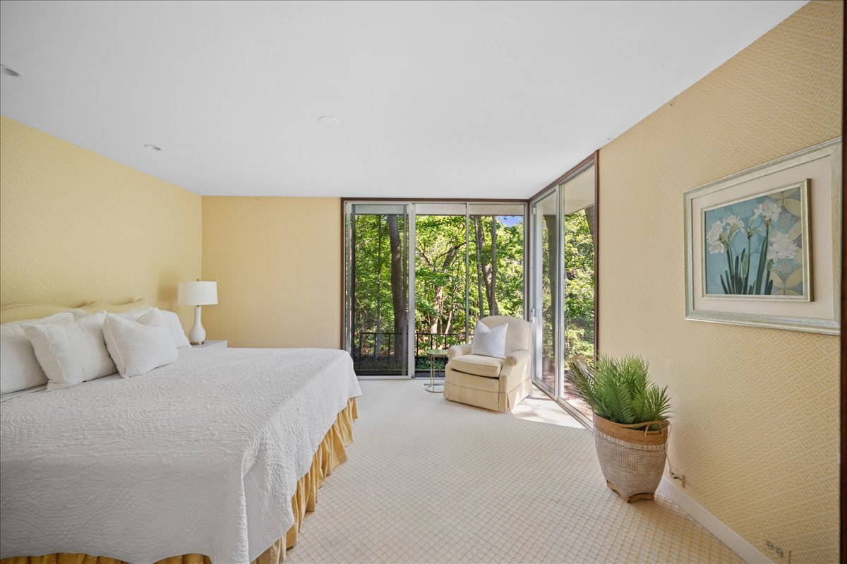 1045 Hillcrest Road Glencoe, IL 60022 - Photo 17 of 32 a bedroom with a large bed and a potted plant