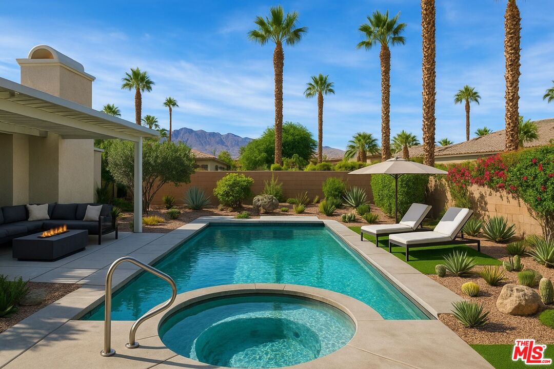 68420 Riviera Road Cathedral City, CA 92234 - Photo 38 of 42 a swimming pool with outdoor seating yard and outdoor seating