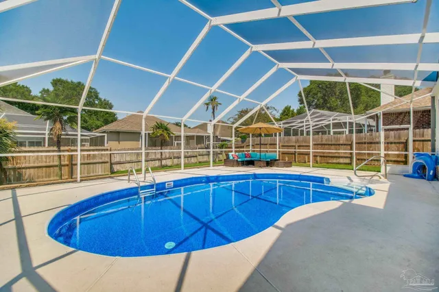 a view of a swimming pool with window