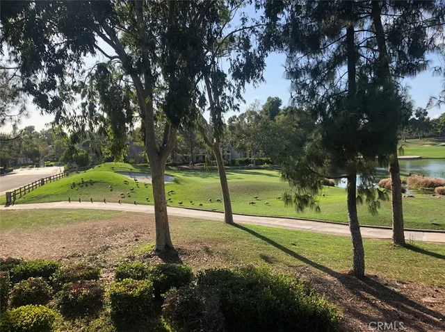 a view of a park with swings