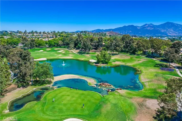 a view of a lake with a mountain in the background