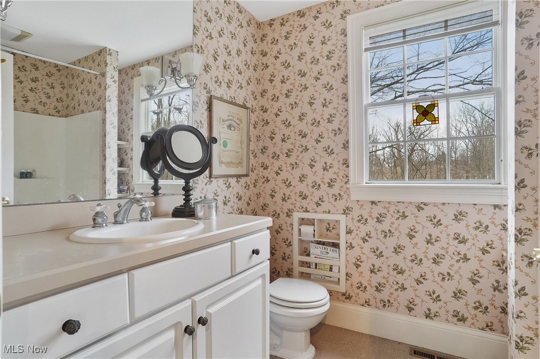 5612 Ridge Road Wadsworth, OH 44281 - Photo 20 of 33 Bathroom featuring vanity, toilet, and a shower