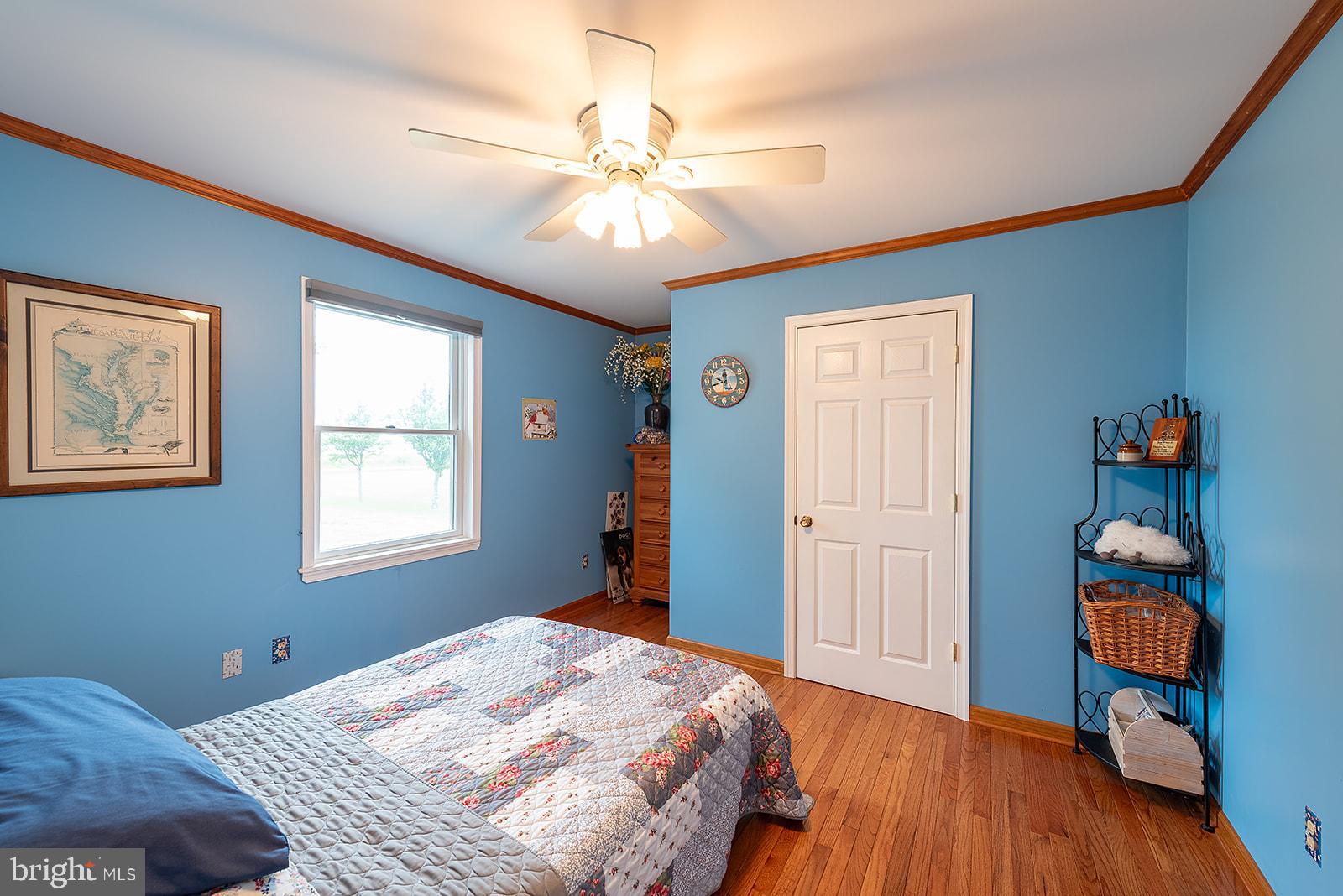 2613 Hoopers Island Road Fishing Creek, MD 21634 - Photo 22 of 54 a bedroom with a bed and a chandelier