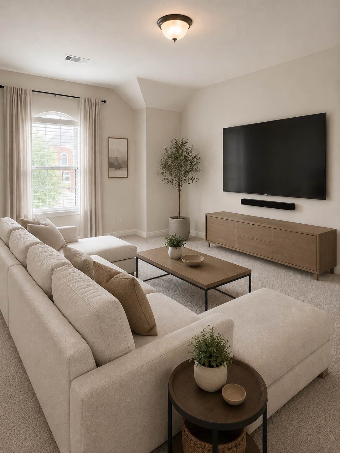 11306 Runnel Ridge Road Manor, TX 78653 - Photo 13 of 15 Comfortable sectional seating anchors this welcoming family room, ideal for relaxation and entertaining.