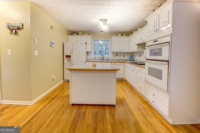 a view of some trees in the forest