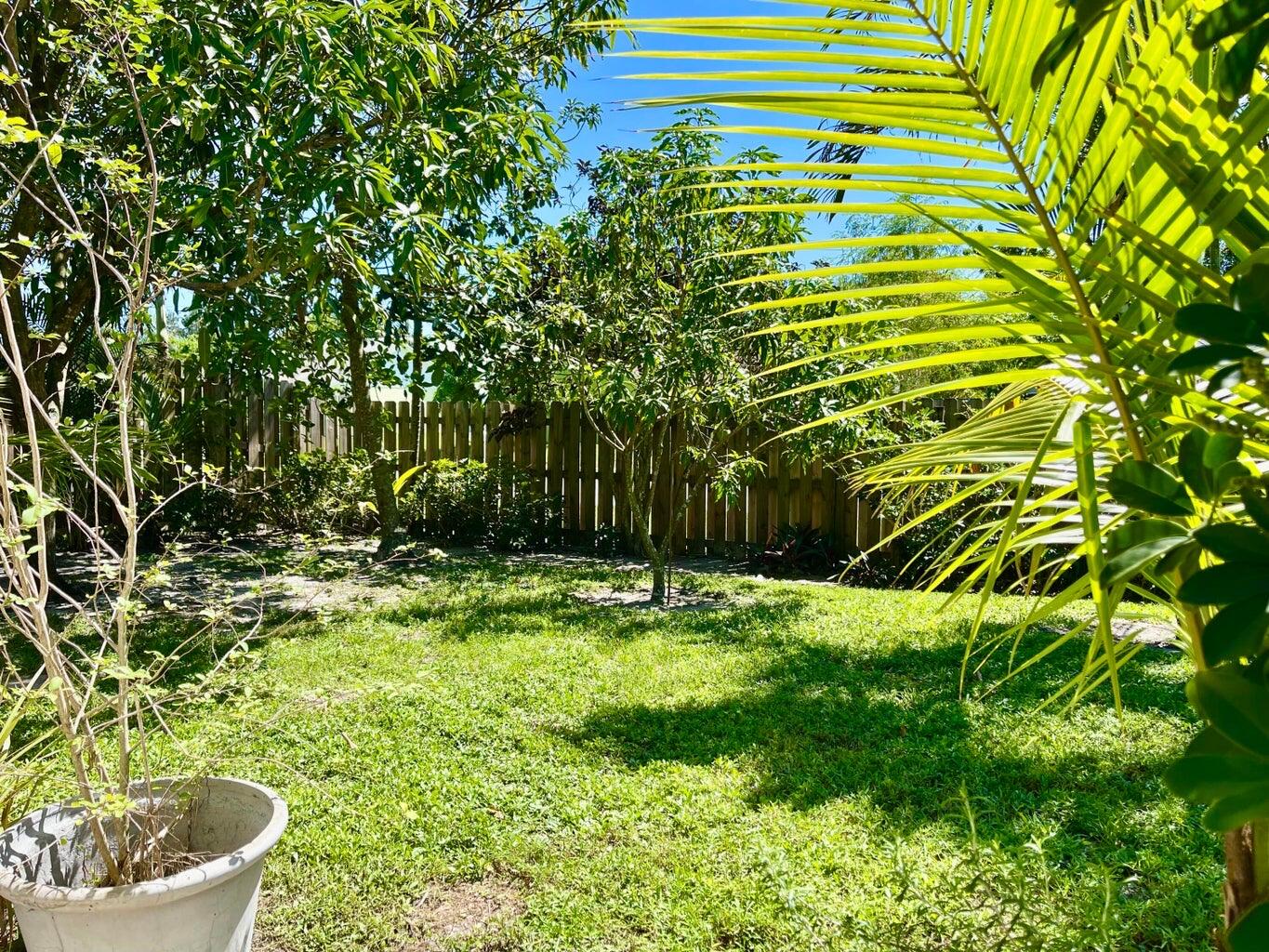 1259 Denlow Lane Royal Palm Beach, FL 33411 - Photo 39 of 40 a backyard of a house with lots of green space and fountain
