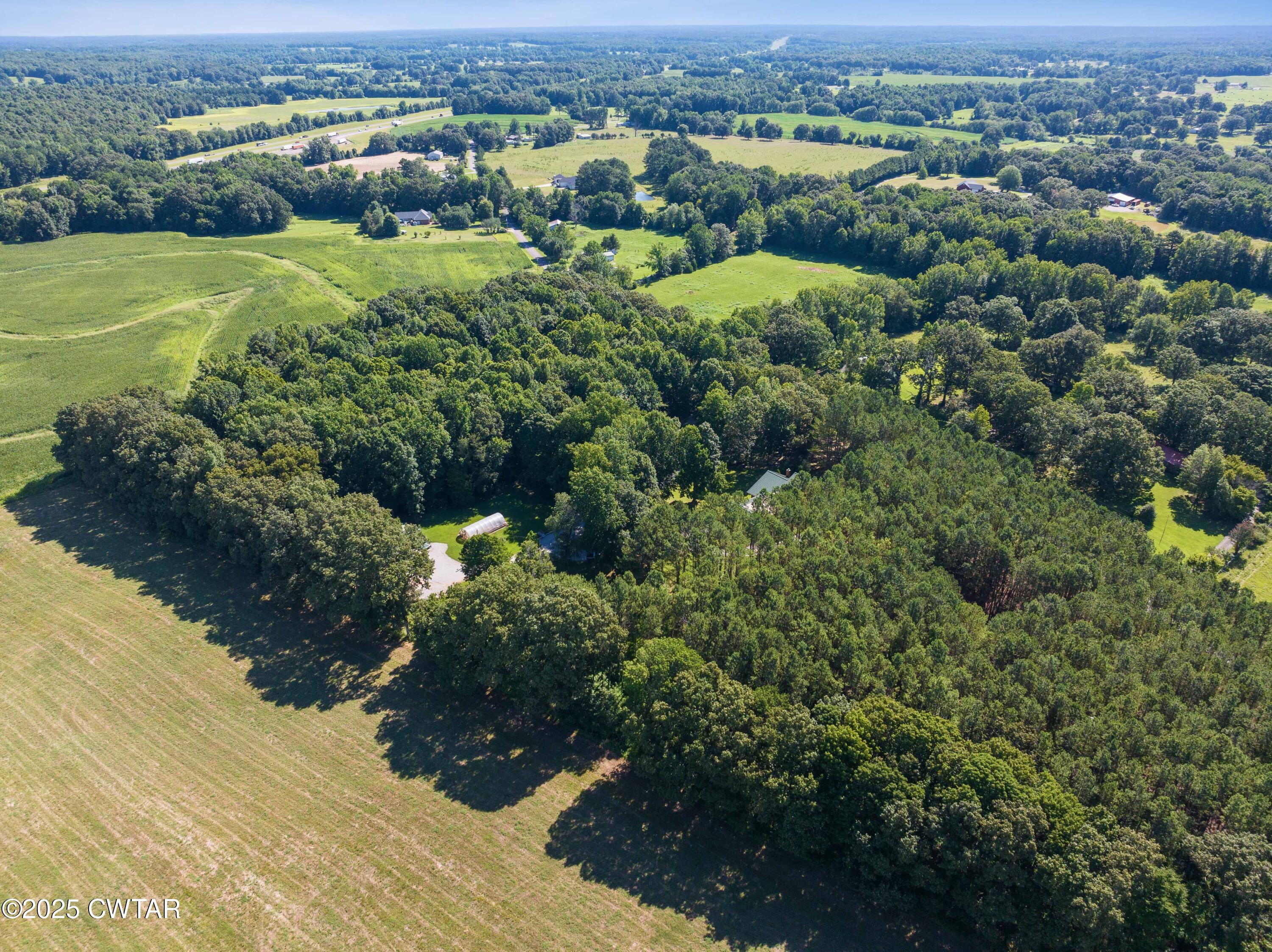 1273 Palmer Road Lexington, TN 38351 - Photo 36 of 62 an aerial view of a houses with a lush green hillside