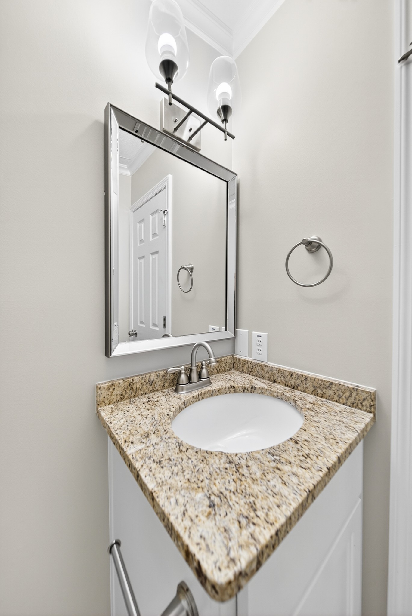 4675 Wills Road Cross Plains, TN 37049 - Photo 28 of 69 a bathroom with a granite countertop sink and a mirror