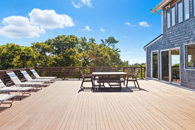 a view of a terrace with seating space