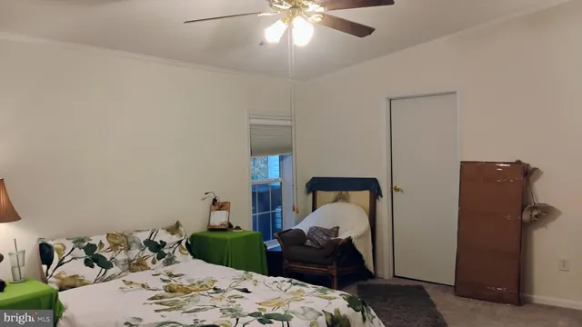 a bedroom with bed and window