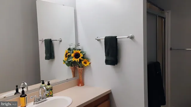 a bathroom with a sink and mirror