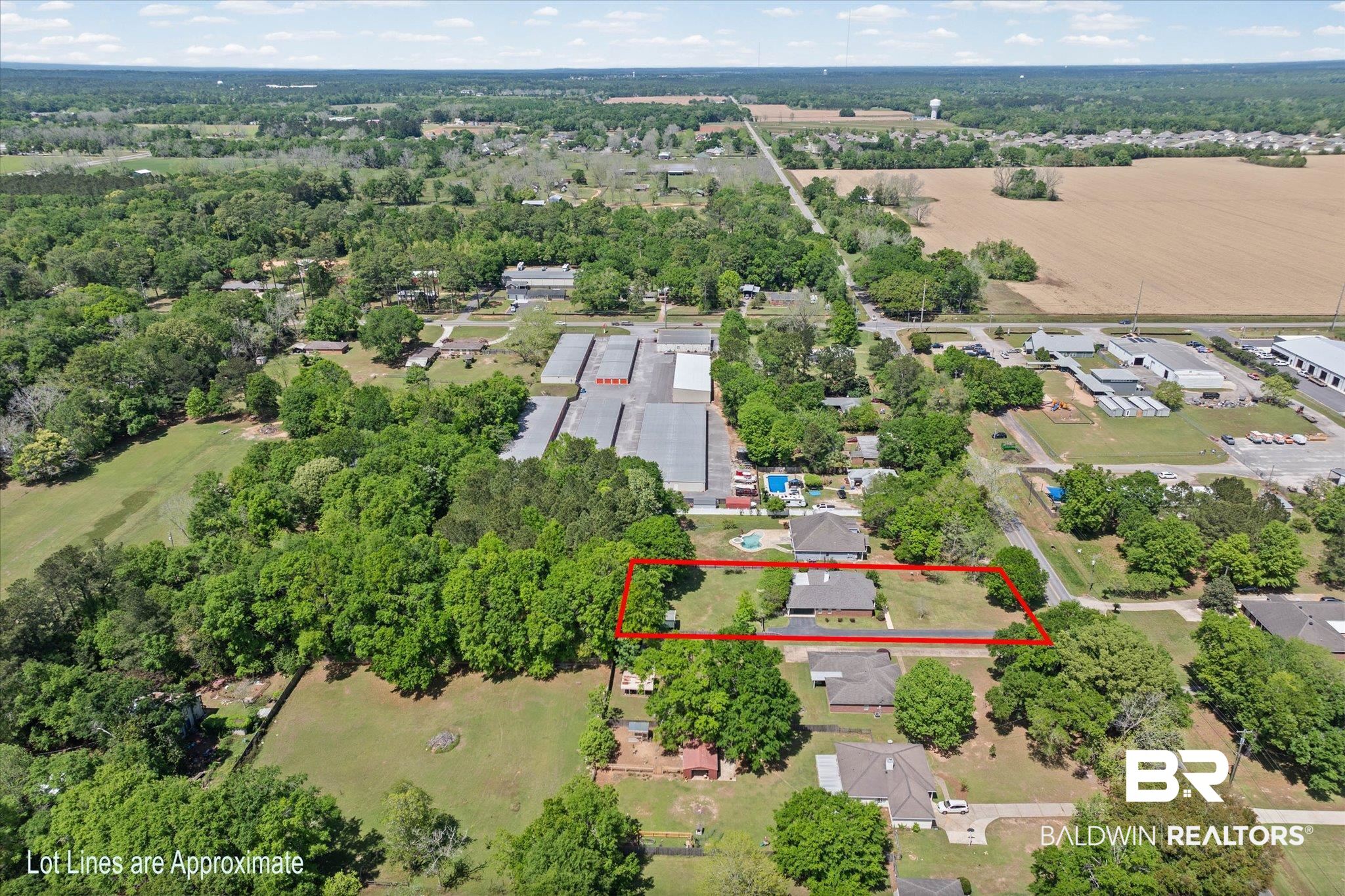 25825 Austin Road Daphne, AL 36526 - Photo 25 of 30 Aerial view of residential area with property boundaries highlighted