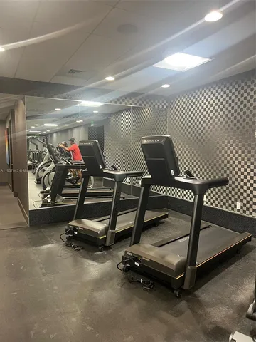 a room with gym equipment