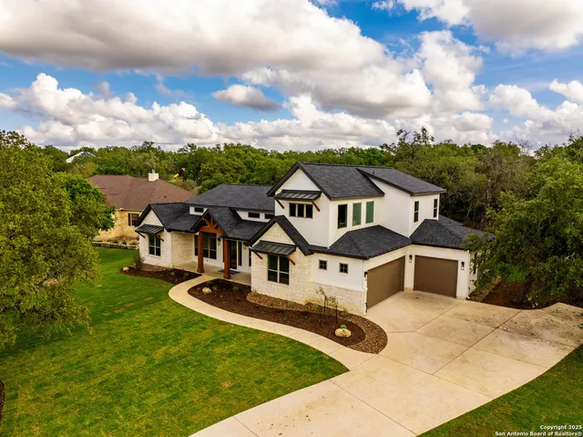 an aerial view of a house