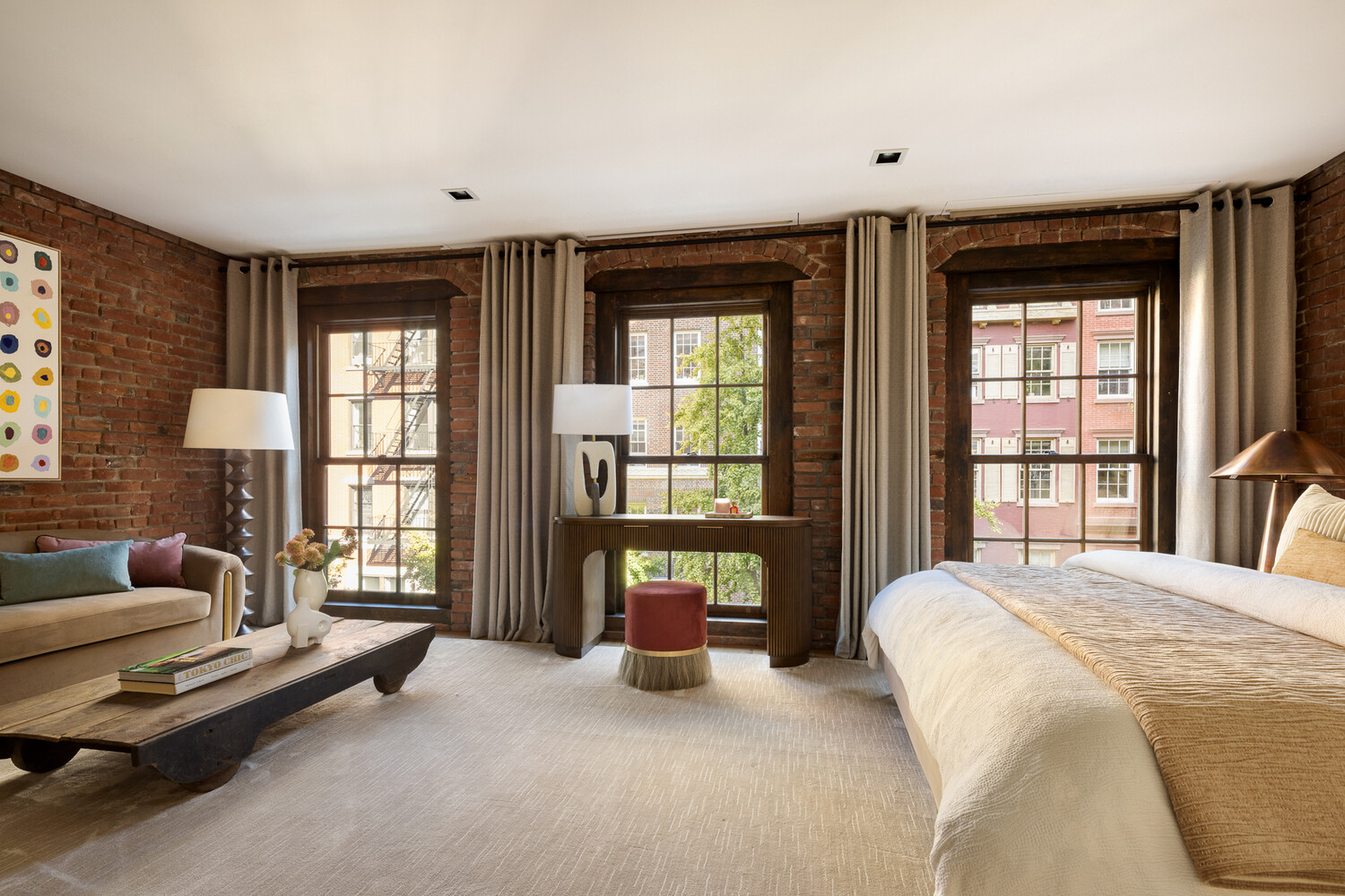 80 West Washington Place Manhattan, NY 10011 - Photo 14 of 33 a bedroom with furniture and large windows