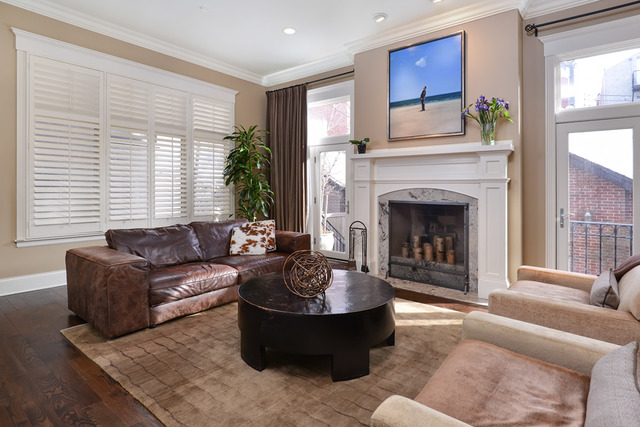 1111 West Wolfram Street Chicago, IL 60657 - Photo 10 of 25 a living room with furniture and a fireplace