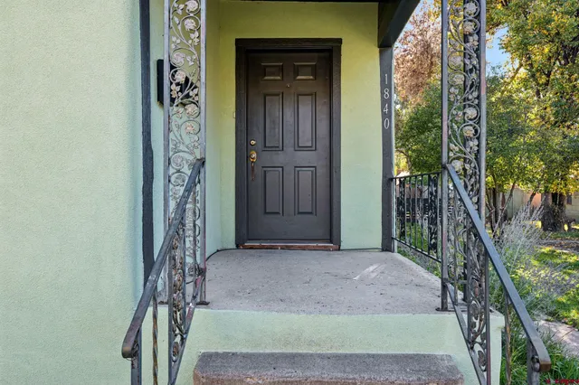 a view of a balcony with an outdoor space