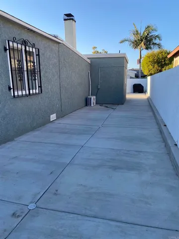 a view of a room with a garage