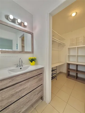 a view of a room with shelves