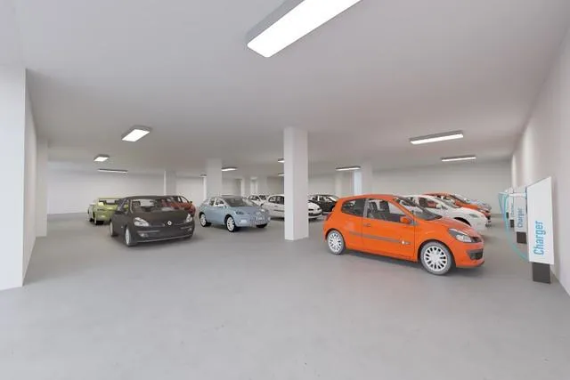 a car is parked in a parking lot