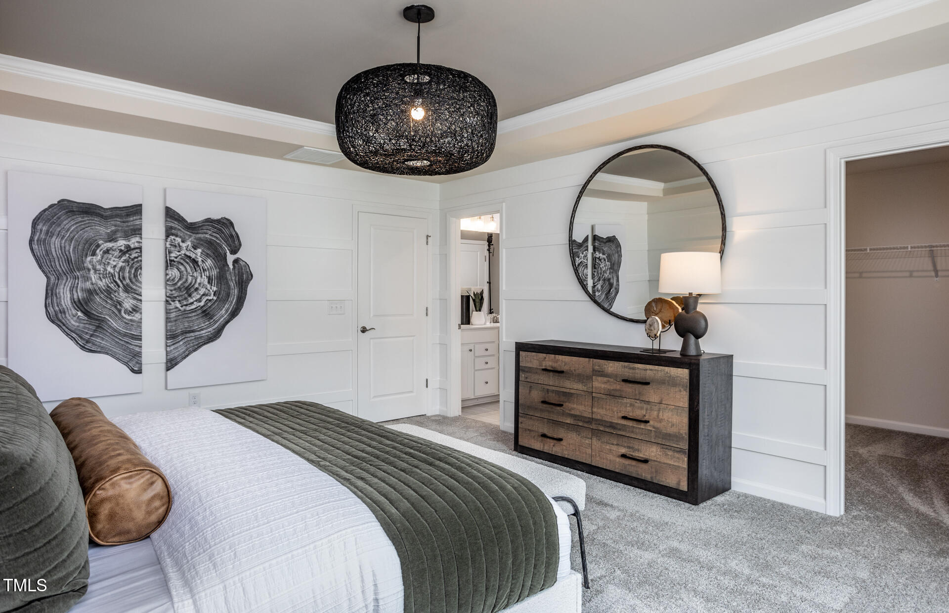 288 Fosterton Cottage Way Raleigh, NC 27603 - Photo 13 of 27 a bedroom with a bed and a chandelier