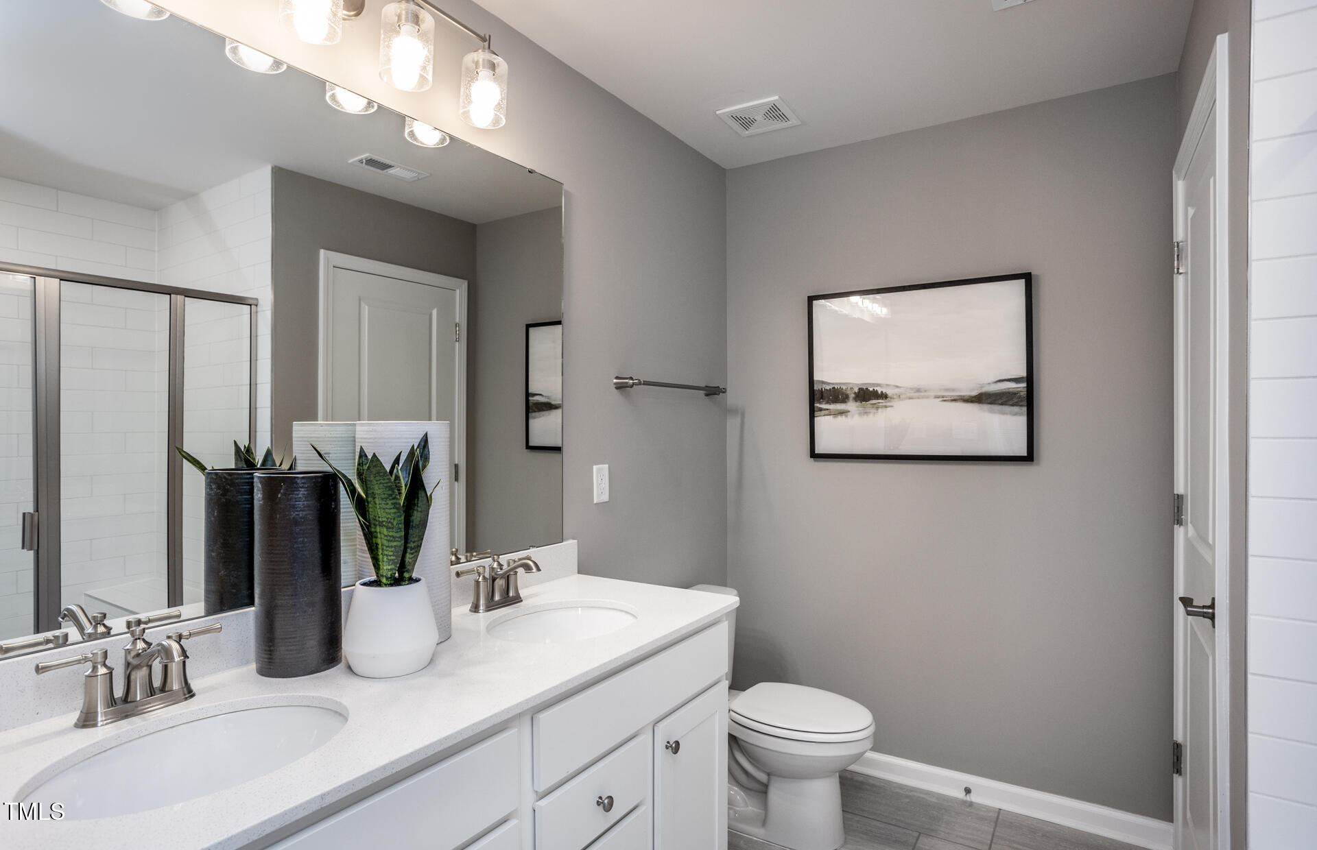 288 Fosterton Cottage Way Raleigh, NC 27603 - Photo 14 of 27 a bathroom with a toilet a sink and mirror