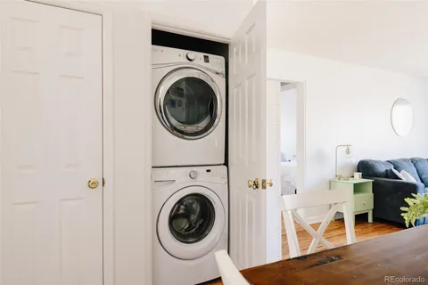a view of a room with washer and dryer