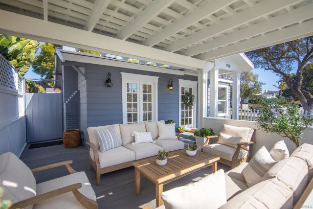 a outdoor living space with furniture and garden view
