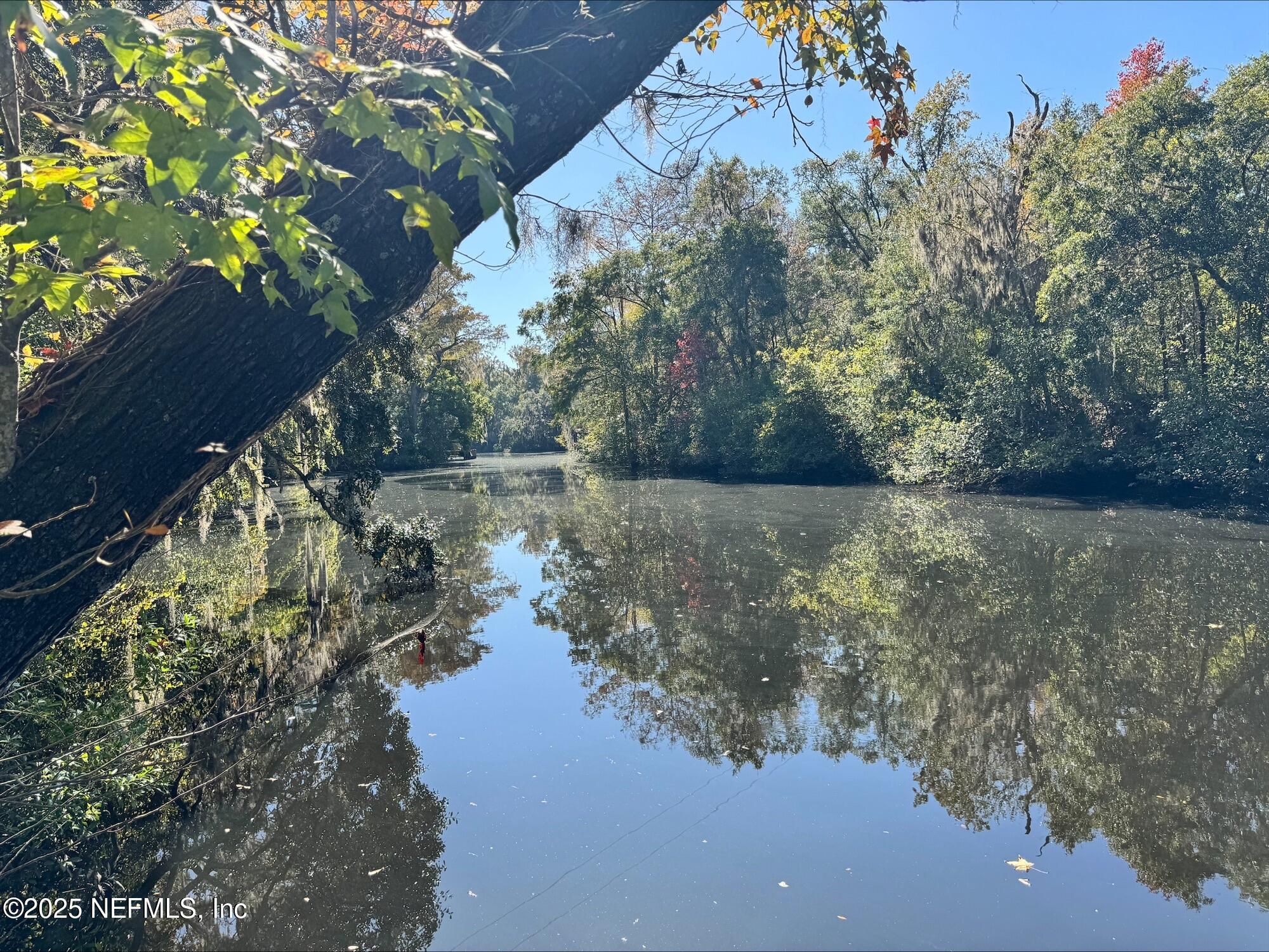 a view of lake with green space