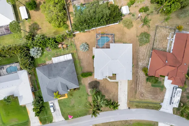 an aerial view of a house