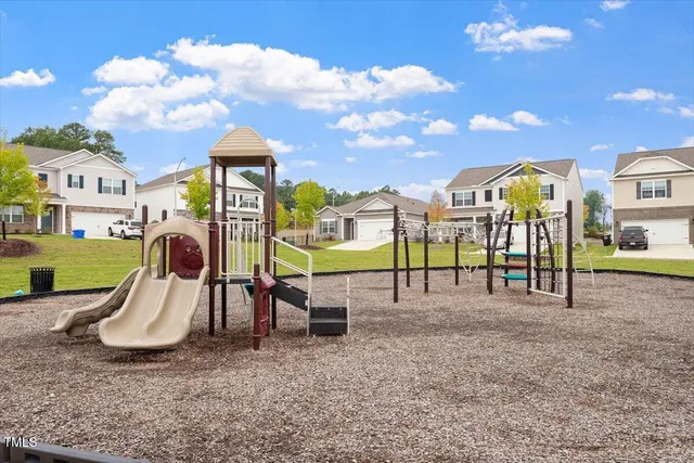 a view of a park with slide