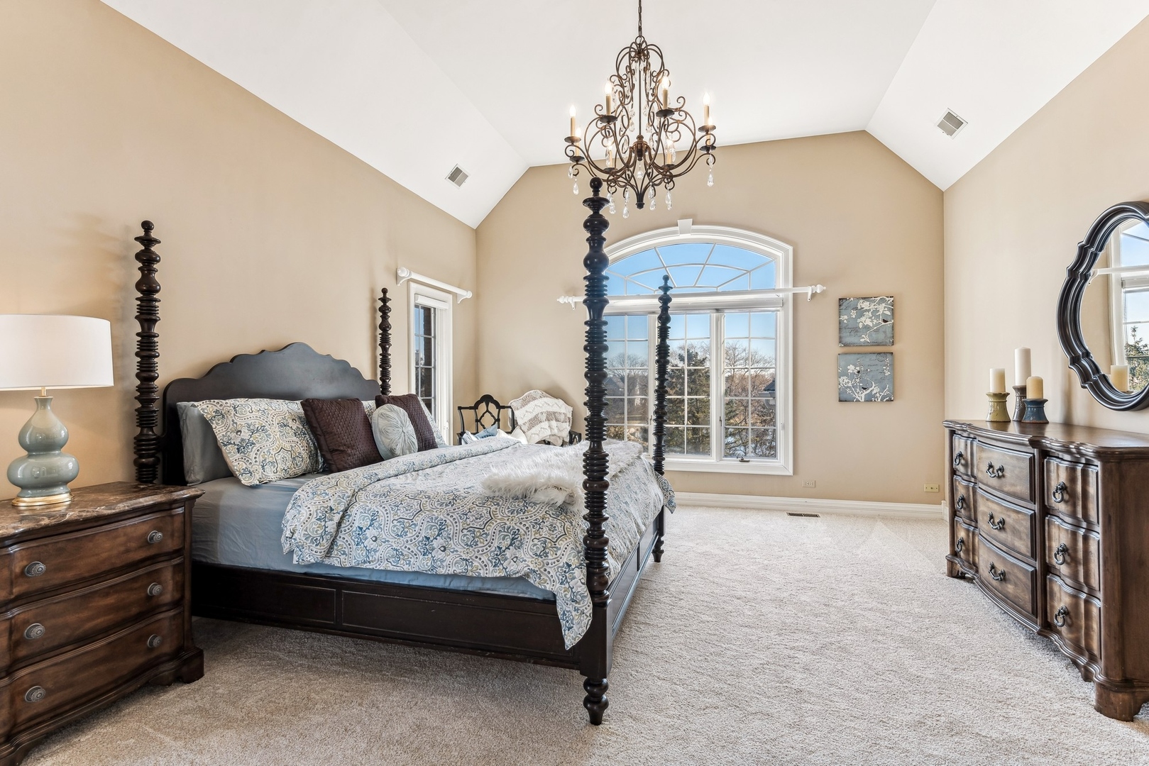 1334 Brandywine Road Libertyville, IL 60048 - Photo 11 of 32 a spacious bedroom with a bed chandelier and a window