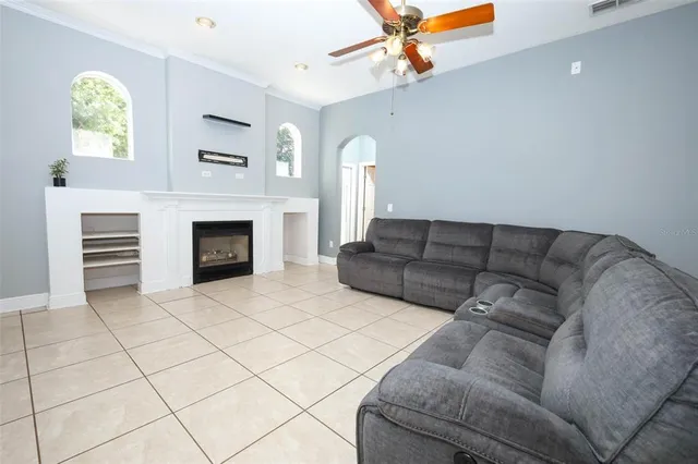 an empty room with a bathroom