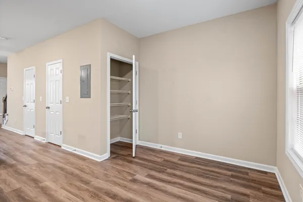 an empty room with closet