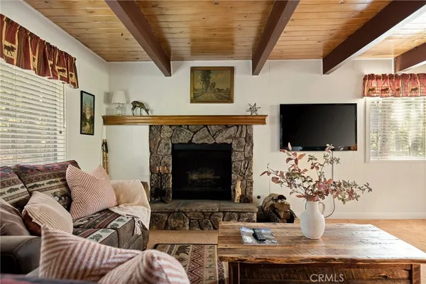 a living room with furniture flat screen tv and a fireplace