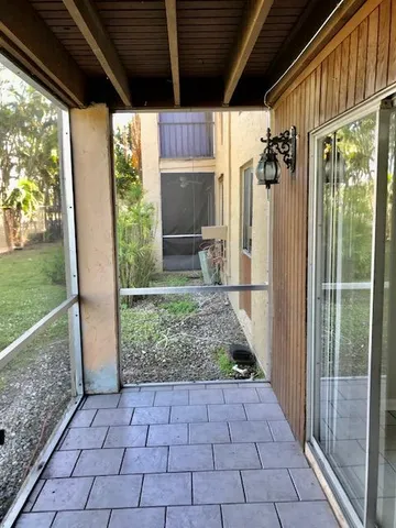 a view of porch with seating space