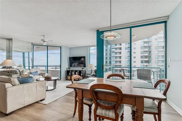 a view of balcony with furniture
