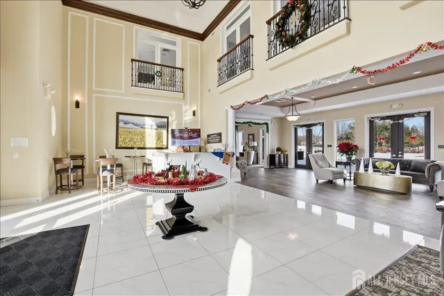 a kitchen with lots of counter top space and dining table