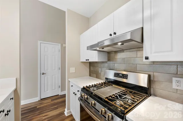 a stove top oven sitting inside of a kitchen