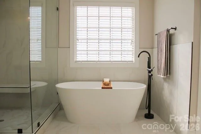 a bathroom with a bathtub
